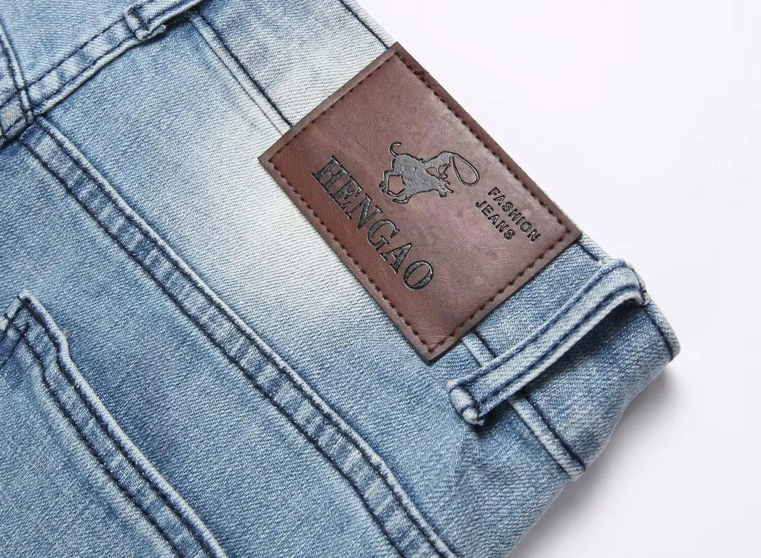 HENGAO Men's Ripped Jean Short Distressed Straight Fit Denim Shorts