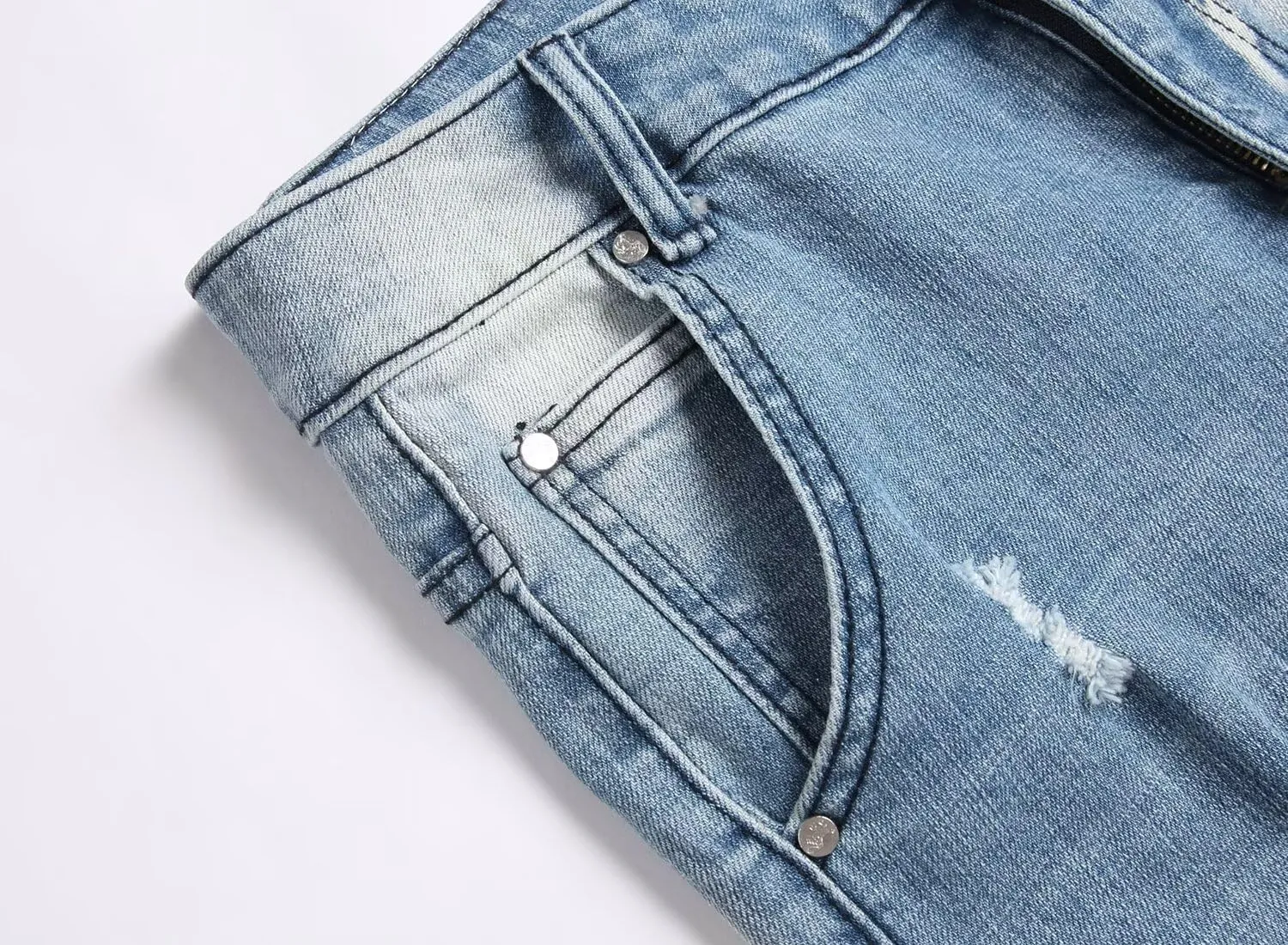 HENGAO Men's Ripped Jean Short Distressed Straight Fit Denim Shorts