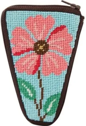 Herrschners Pink Flowers Stitch & Zip Scissor Case Needlepoint Kit