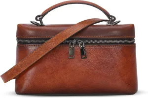 HESHE Real Leather handbags Designer Crossbody Purses for Women Trendy Satchel Bag Travel Cross Body Purse