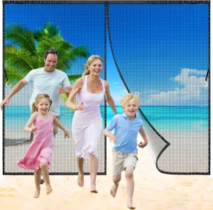 High-Density Magnetic Screen Door Mesh for Home and Patio, 35x82 inch Tear Resistant Backdoor Screen Net with Magnetic Closure, Reinforced Fiberglass Net Curtain with Magnets Black