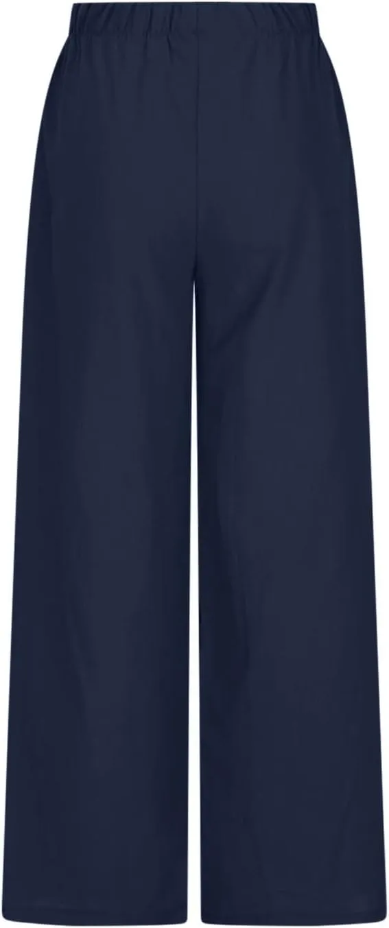 High Waisted Linen Pants for Women Dressy Casual 2025 Drawstring Wide Leg Flowy Pant Summer Beach Trousers