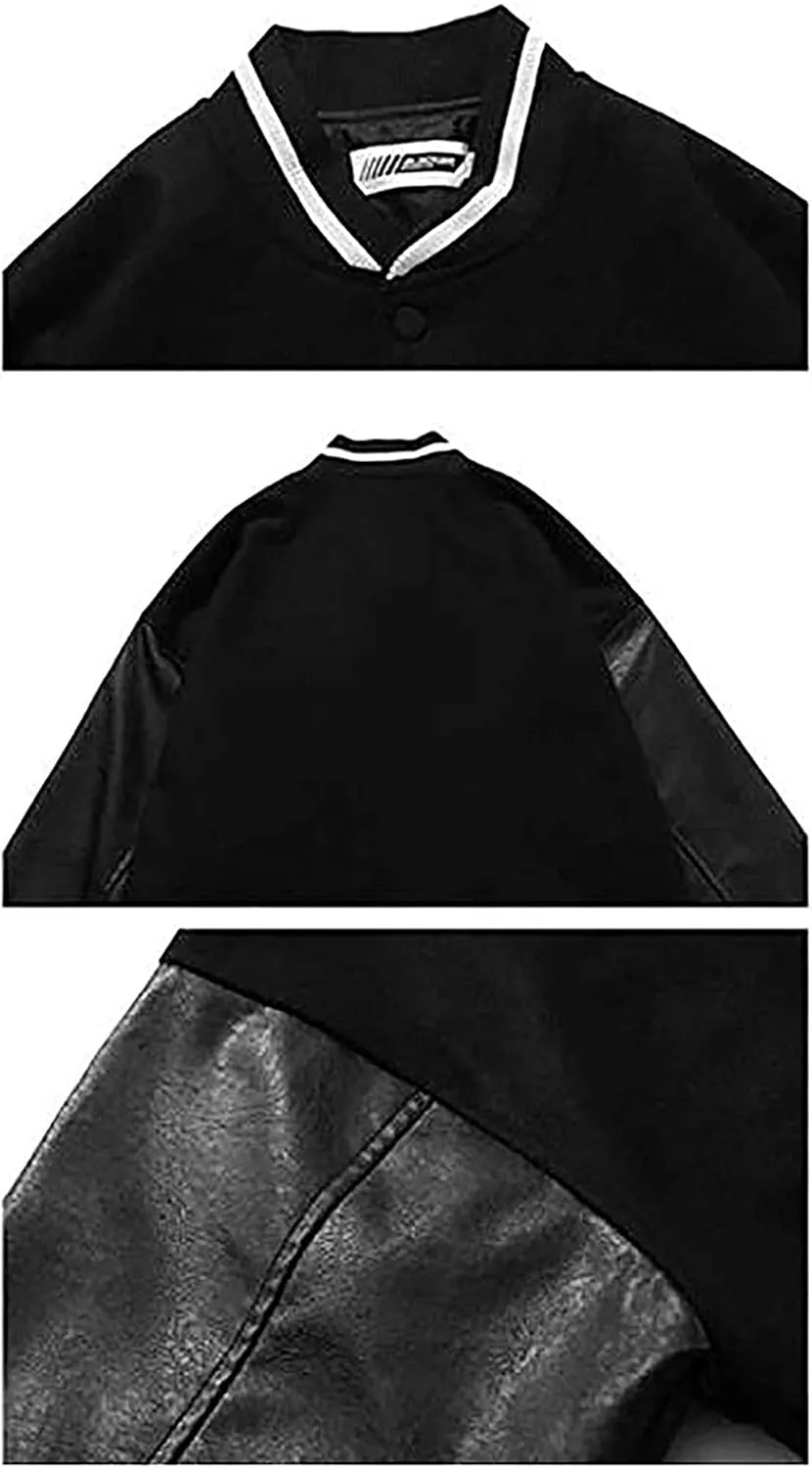 Hip Hop Jackets, Furry Bone Color Block Streetwear Patchwork Pattern, Men's Baseball Coats, Aviator Bomber Jacket
