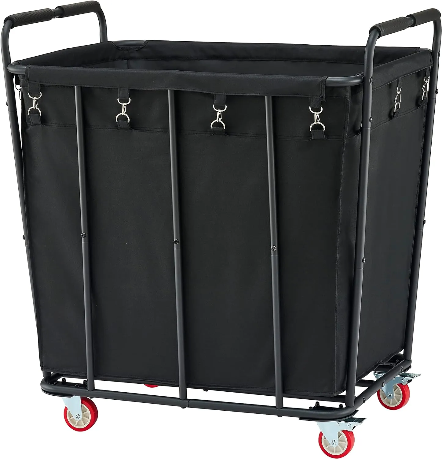 Hoctieon Large Laundry Cart with Wheels, 400L Heavy Duty Laundry Basket Organizer, Rolling Hamper Sorter for Clothes Storage, Industrial Dirty Clothes Hamper for Home & Hotel, Black