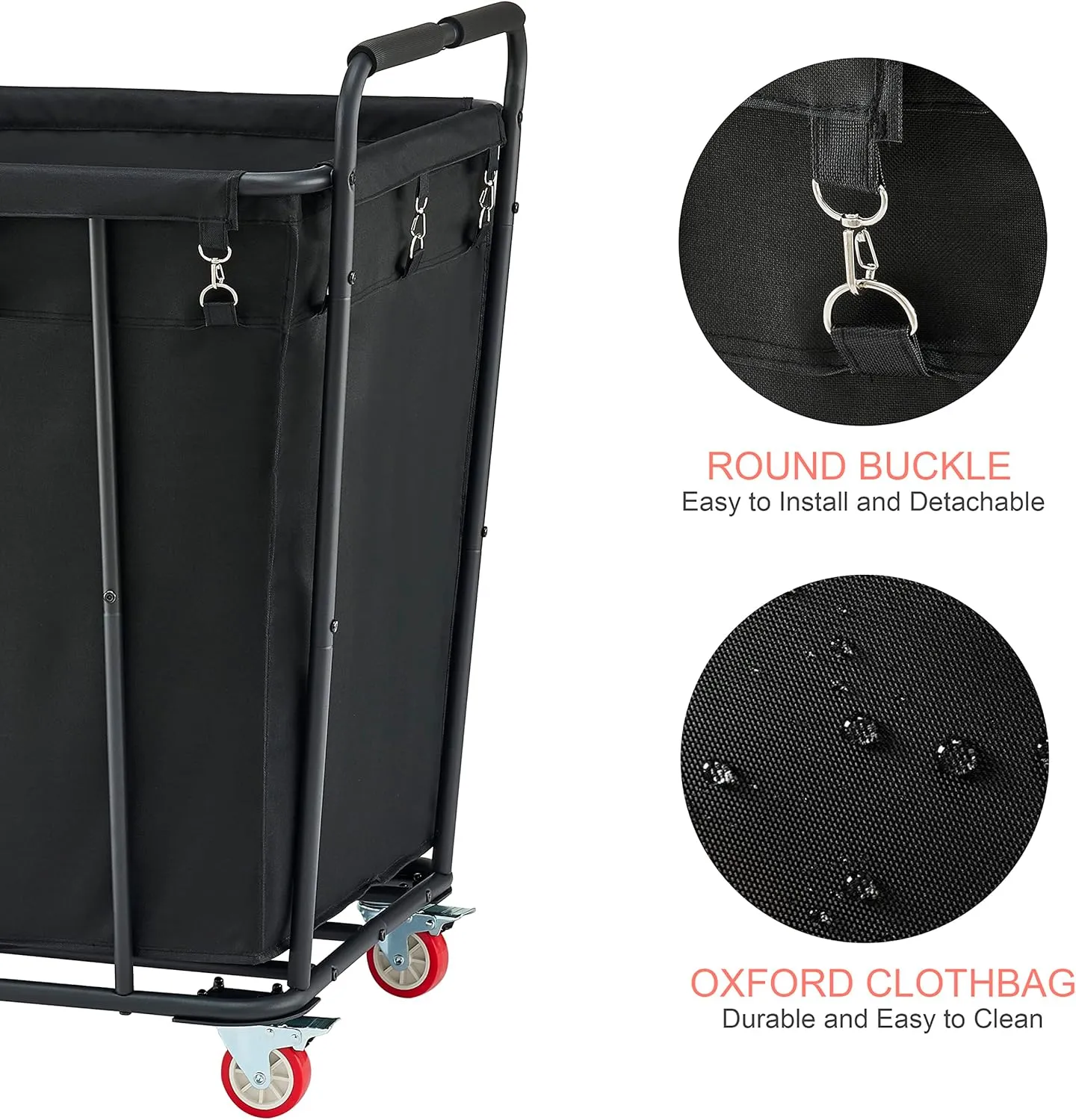 Hoctieon Large Laundry Cart with Wheels, 400L Heavy Duty Laundry Basket Organizer, Rolling Hamper Sorter for Clothes Storage, Industrial Dirty Clothes Hamper for Home & Hotel, Black