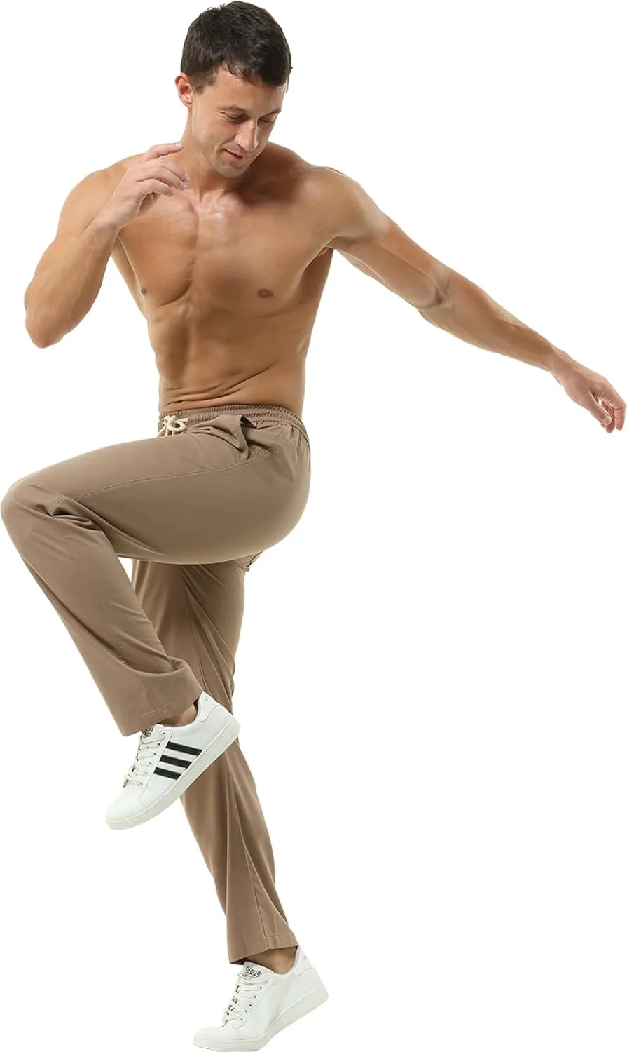 Hoerev Men Casual Beach Trousers Linen Summer Pants