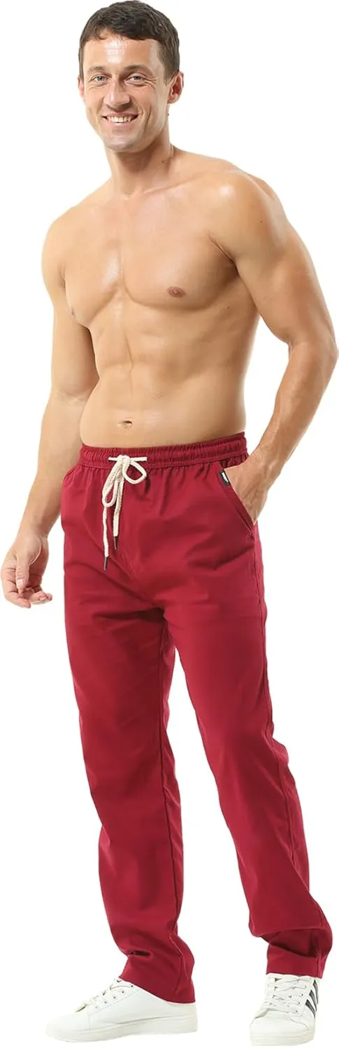 Hoerev Men Casual Beach Trousers Linen Summer Pants