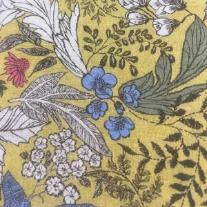 Hokkah Cotton Linen Print Fabric - 45% Cotton 55% Linen - 130gsm Yellow