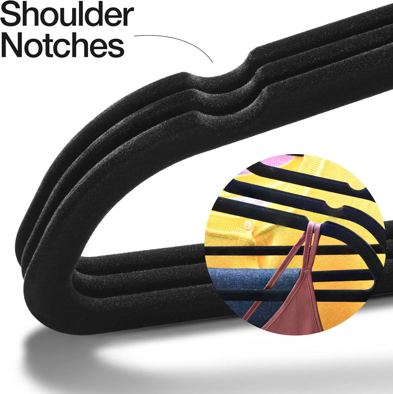 Home-it Premium Velvet Hangers 50 Pack - Heavy Duty Ultra Thin Black Suit Clothes Hangers Non Slip for Closet, Shirt Pants, Hook Swivel 360