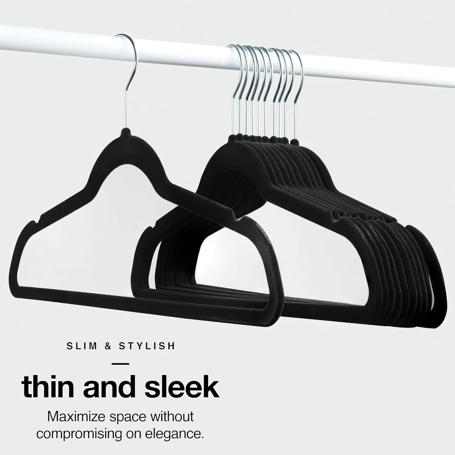 Home-it Premium Velvet Hangers 50 Pack - Heavy Duty Ultra Thin Black Suit Clothes Hangers Non Slip for Closet, Shirt Pants, Hook Swivel 360