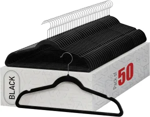 Home-it Premium Velvet Hangers 50 Pack - Heavy Duty Ultra Thin Black Suit Clothes Hangers Non Slip for Closet, Shirt Pants, Hook Swivel 360