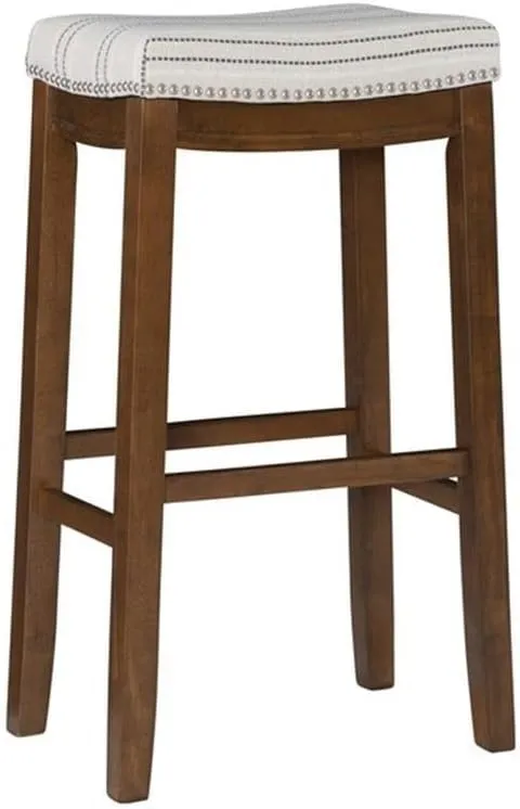 Home Square 2-Piece Furniture 32" Upholstered Bar Stool Set in Natural Brown