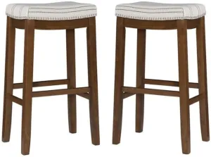 Home Square 2-Piece Furniture 32" Upholstered Bar Stool Set in Natural Brown