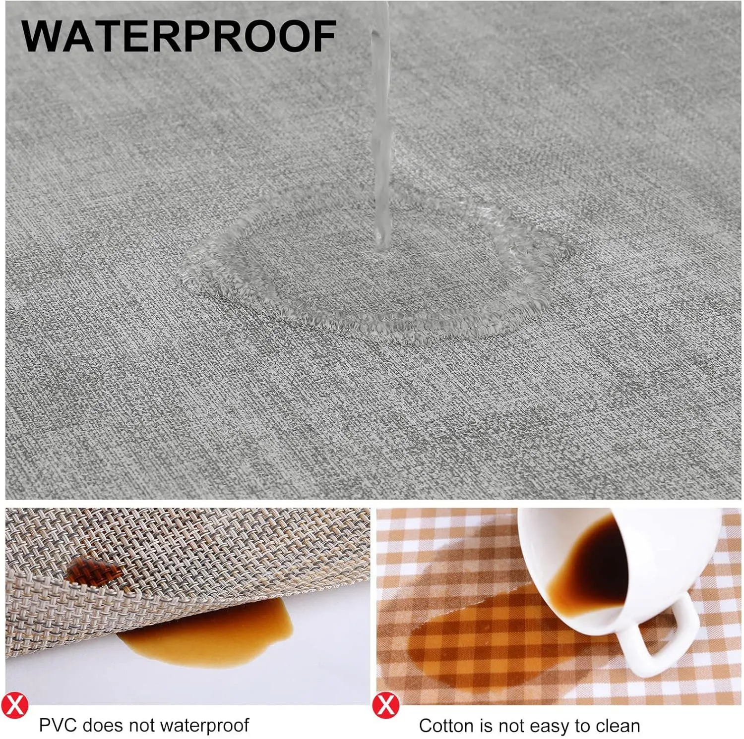 homing Faux Leather Heat Resistant Placemats Set of 6 – Waterproof Wipeable Dining PU Place Mats for Indoor & Outdoor, Easy to Clean - Light Grey