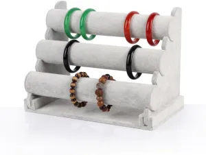 Homoyoyo Three Tier Bracelet Display Stand Detachable Jewelry Organizer for Bangles and Watches Space Saving Design Grey Easy Assembly Protects From Scratches and Splashes