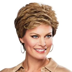 Honesty Waved Layers Short Hair Wig by Hairuwear, Average Cap Brown-Blonde