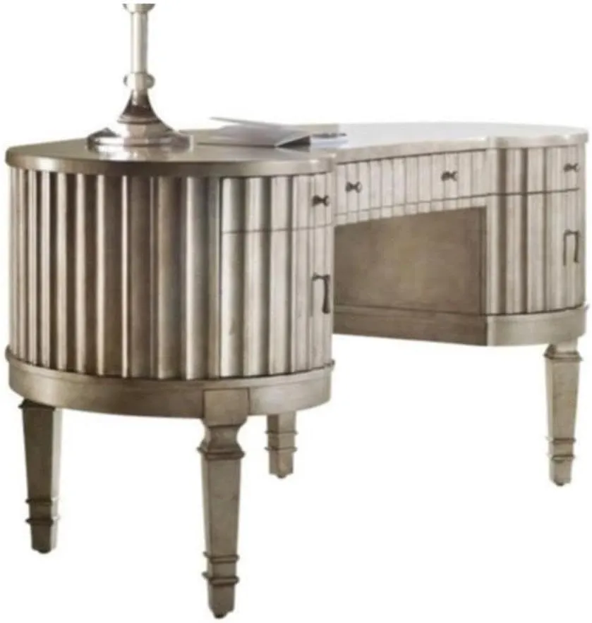 Hooker Furniture 638-10006 Melange Fluted Kidney Desk, Silver