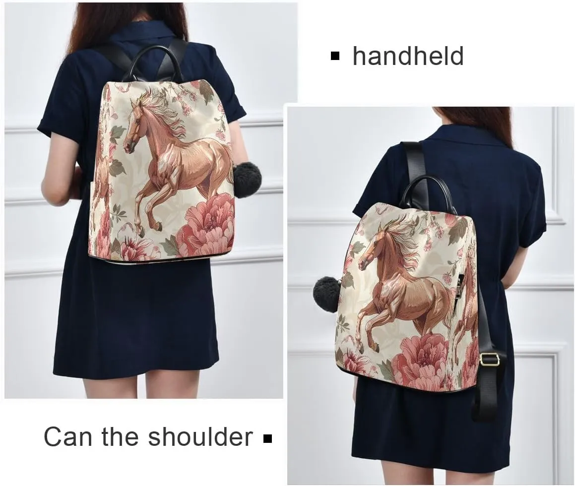 Horse Women Purse Backpack Anti-Theft for Fashion Bag Travel Back Pack Rucksack Shoulder Bag