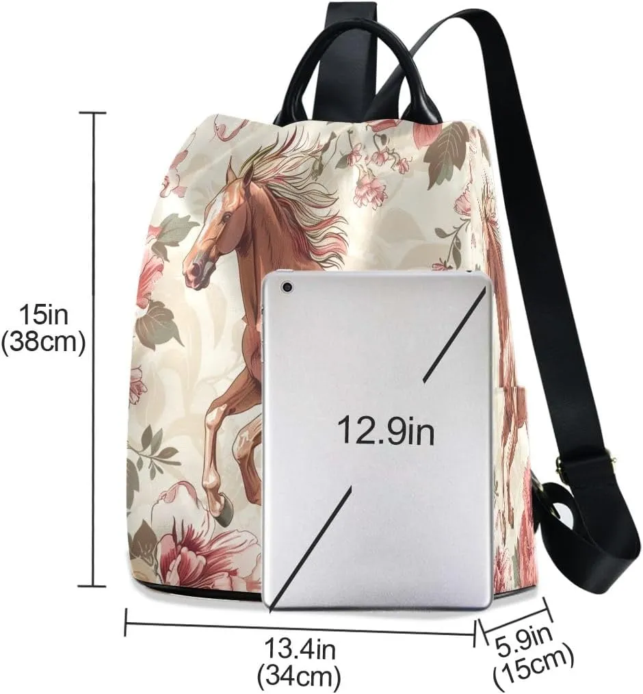 Horse Women Purse Backpack Anti-Theft for Fashion Bag Travel Back Pack Rucksack Shoulder Bag