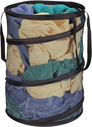 Household Essentials 2026 Pop-Up Collapsible Mesh Laundry Hamper | Black, 25" H