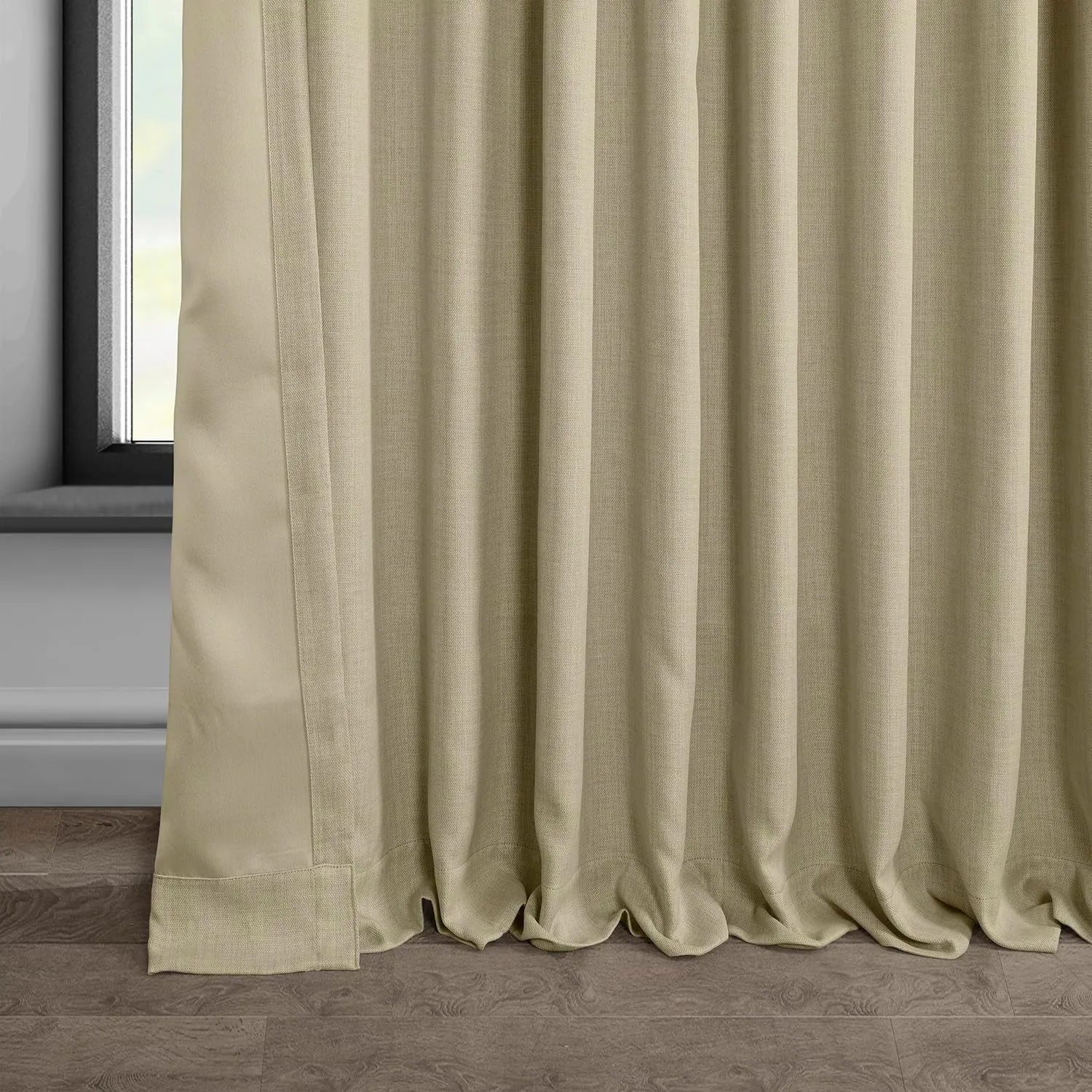HPD Half Price Drapes - Faux Linen Curtains for Living Room (1 Panel) - 100W X 84L - Extra Wide Textured Room Darkening Curtains for Bedroom 84 Inches Long - Drapes for Home Decor, Thatched Tan