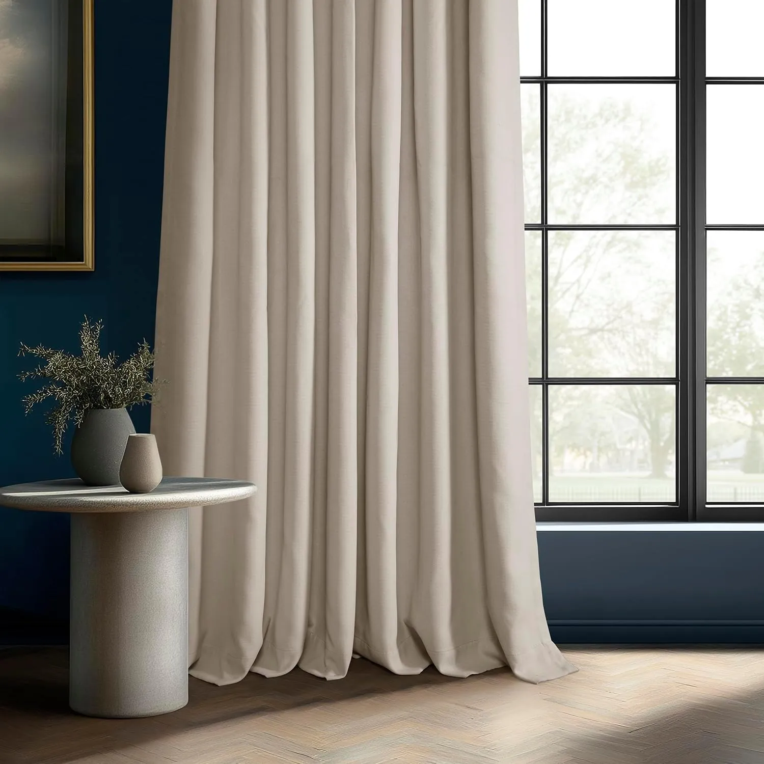 HPD Half Price Drapes - Faux Linen Curtains for Living Room (1 Panel) - 50W X 96L - Textured Room Darkening Curtains for Bedroom 96 Inches Long - Drapes for Home Decor, Birch