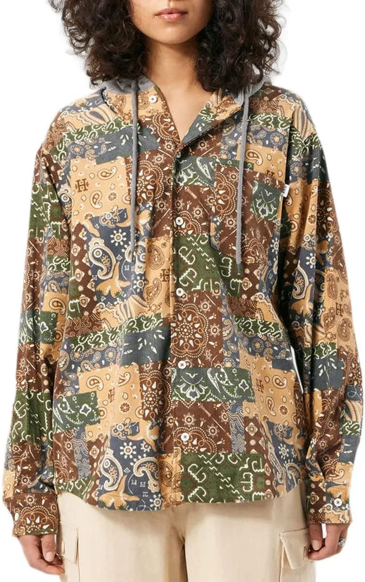 HUF Womens Patchwork Cord Hooded Jacket - Brown