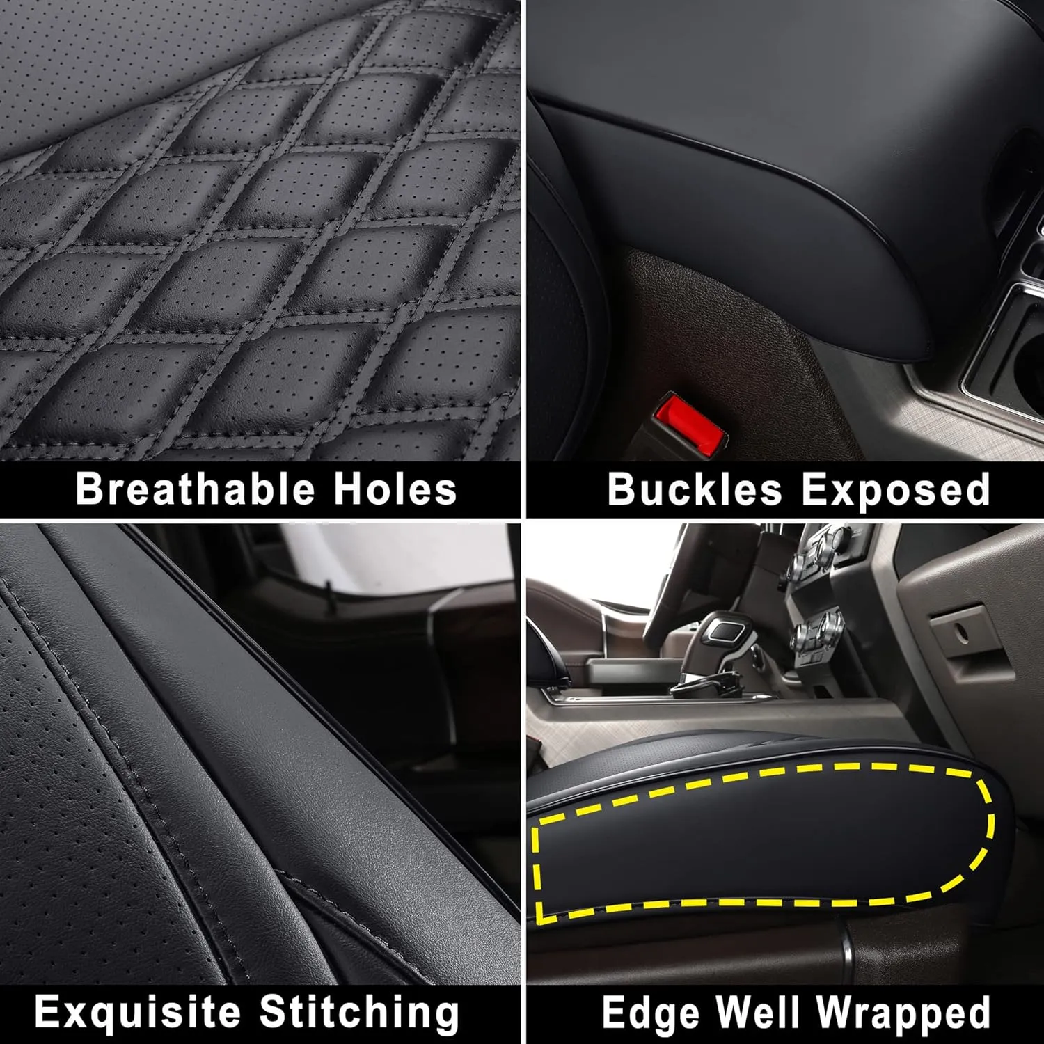 Huidasource Tacoma Front Seat Covers, Leather Car Seat Covers Custom Fit for Toyota Tacoma 2016-2023 2022 2021 Double & Crew Cab SR, SR5, Limited, TRD Pro, TRD Sport, Off-Road (Front Pair/Black)