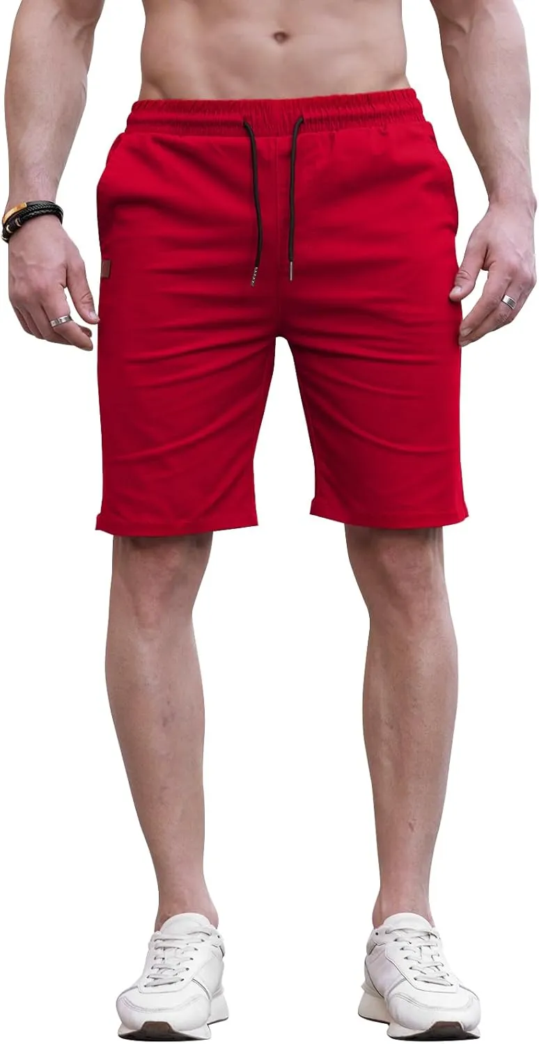 HUNGSON Mens Casual Shorts - Cotton Drawstring Summer Beach Stretch Twill Chino Golf Shorts