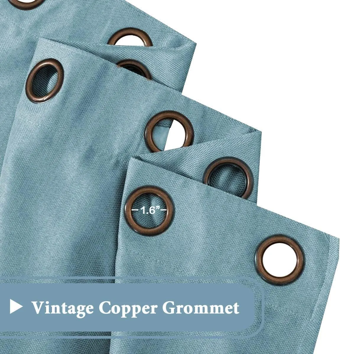 H.VERSAILTEX Linen Blackout Curtain 84 Inches Long for Bedroom/Living Room Thermal Insulated Grommet Linen Curtain Drapes Primitive Textured Burlap Effect Window Drapes 1 Panel, Heather Eggshell Blue