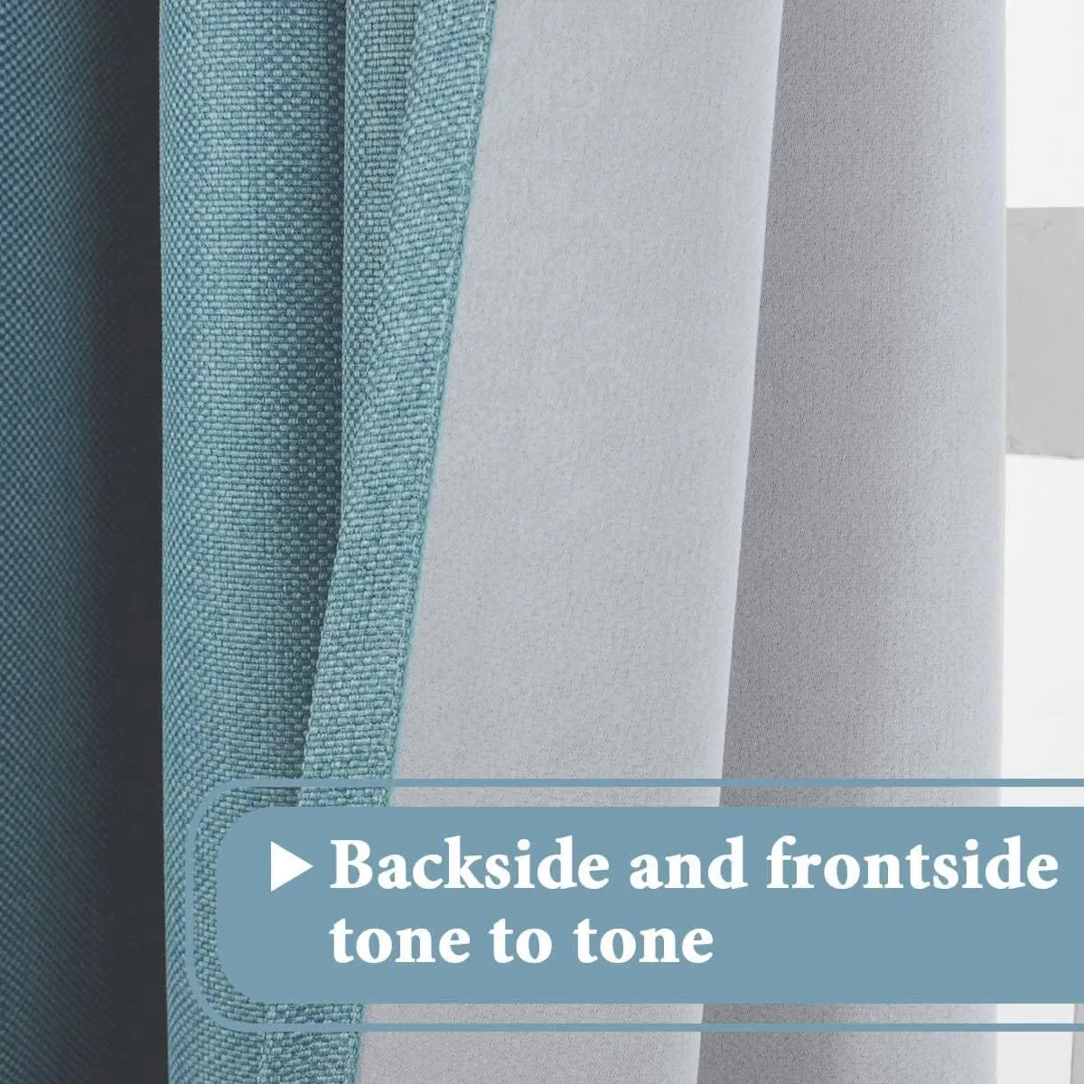 H.VERSAILTEX Linen Blackout Curtain 84 Inches Long for Bedroom/Living Room Thermal Insulated Grommet Linen Curtain Drapes Primitive Textured Burlap Effect Window Drapes 1 Panel, Heather Eggshell Blue