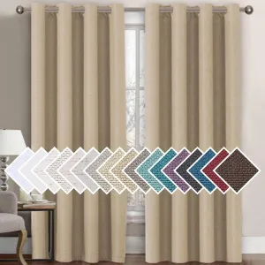 H.VERSAILTEX Linen Blackout Curtain 84 Inches Long for Bedroom/Living Room Thermal Insulated Grommet Linen Look Curtain Drapes Primitive Textured Burlap Effect Window Drapes 1 Panel - Heather Beige