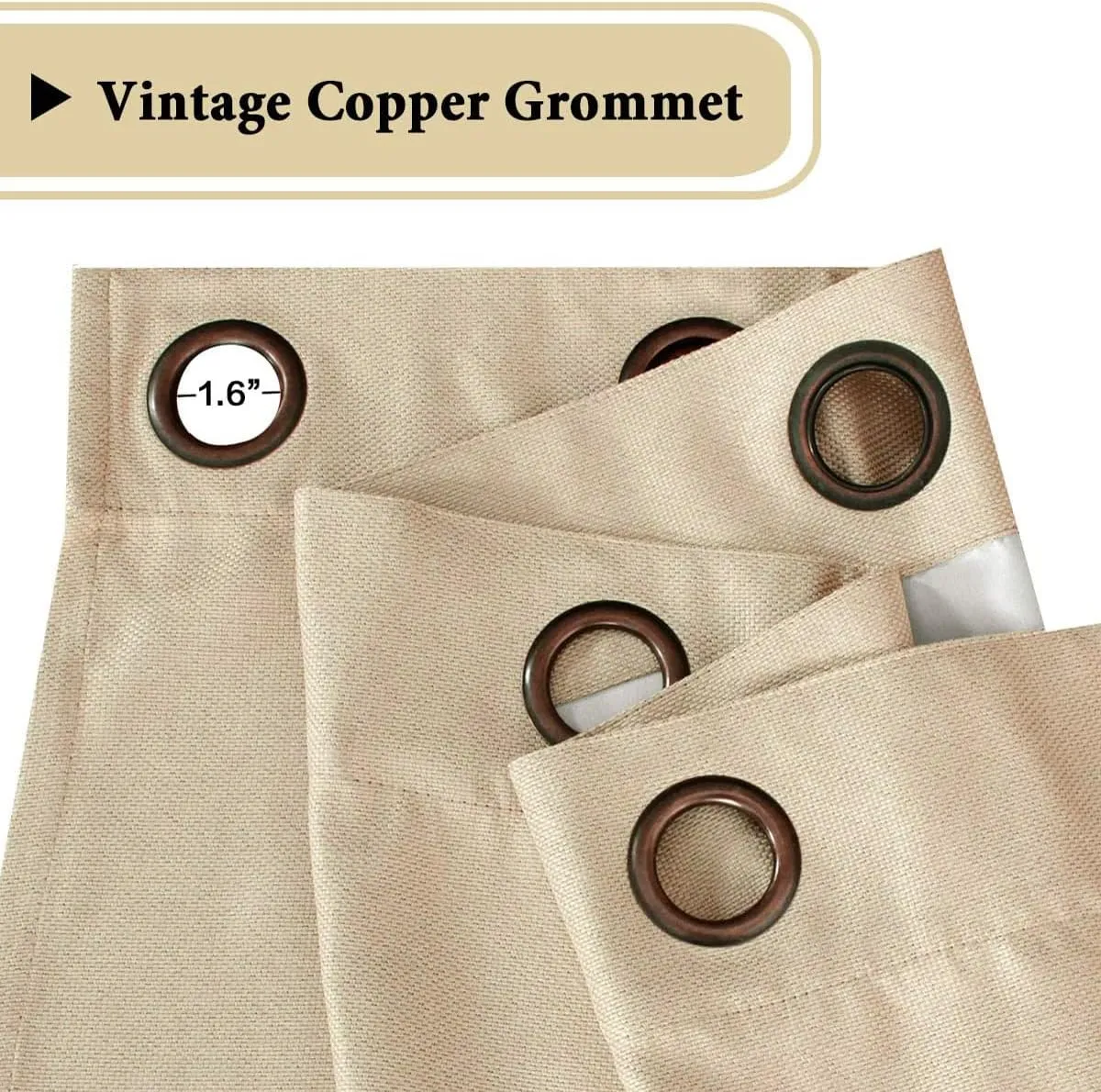 H.VERSAILTEX Linen Blackout Curtain 84 Inches Long for Bedroom/Living Room Thermal Insulated Grommet Linen Look Curtain Drapes Primitive Textured Burlap Effect Window Drapes 1 Panel - Heather Beige