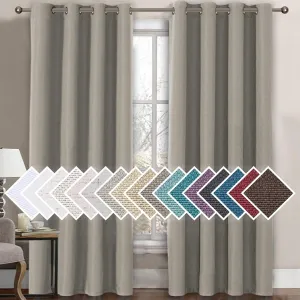 H.VERSAILTEX Linen Blackout Curtain 96 Inches Long for Bedroom/Living Room Thermal Insulated Grommet Linen Look Curtain Drapes Primitive Textured Burlap Effect Window Drapes 1 Panel - Heather Taupe