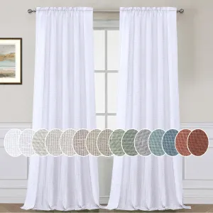 H.VERSAILTEX Linen Curtains Elegant Natural Linen Blended Curtains Energy Efficient Light Filtering/Rod Pocket Window Treatments Panels/Drapes for Livingroom (Set of 2, White, 52 inch W X 84 inch L)