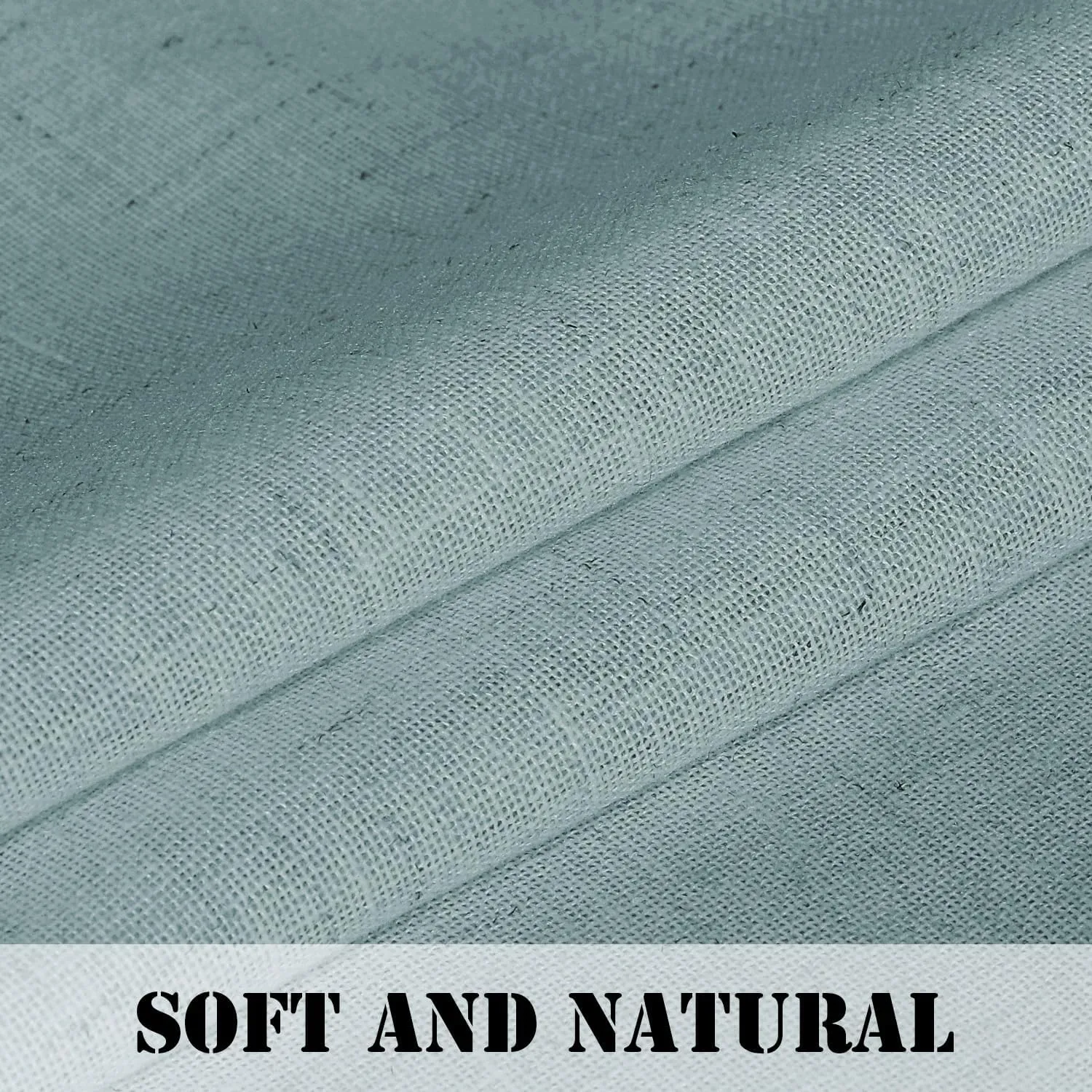 H.VERSAILTEX Linen Curtains Elegant Natural Linen Semi Sheer Curtains Energy Light Filtering Rod Pocket Window Treatments Panels for Living Room (Set of 2, Cloud Blue, 52 inch W X 84 inch L)