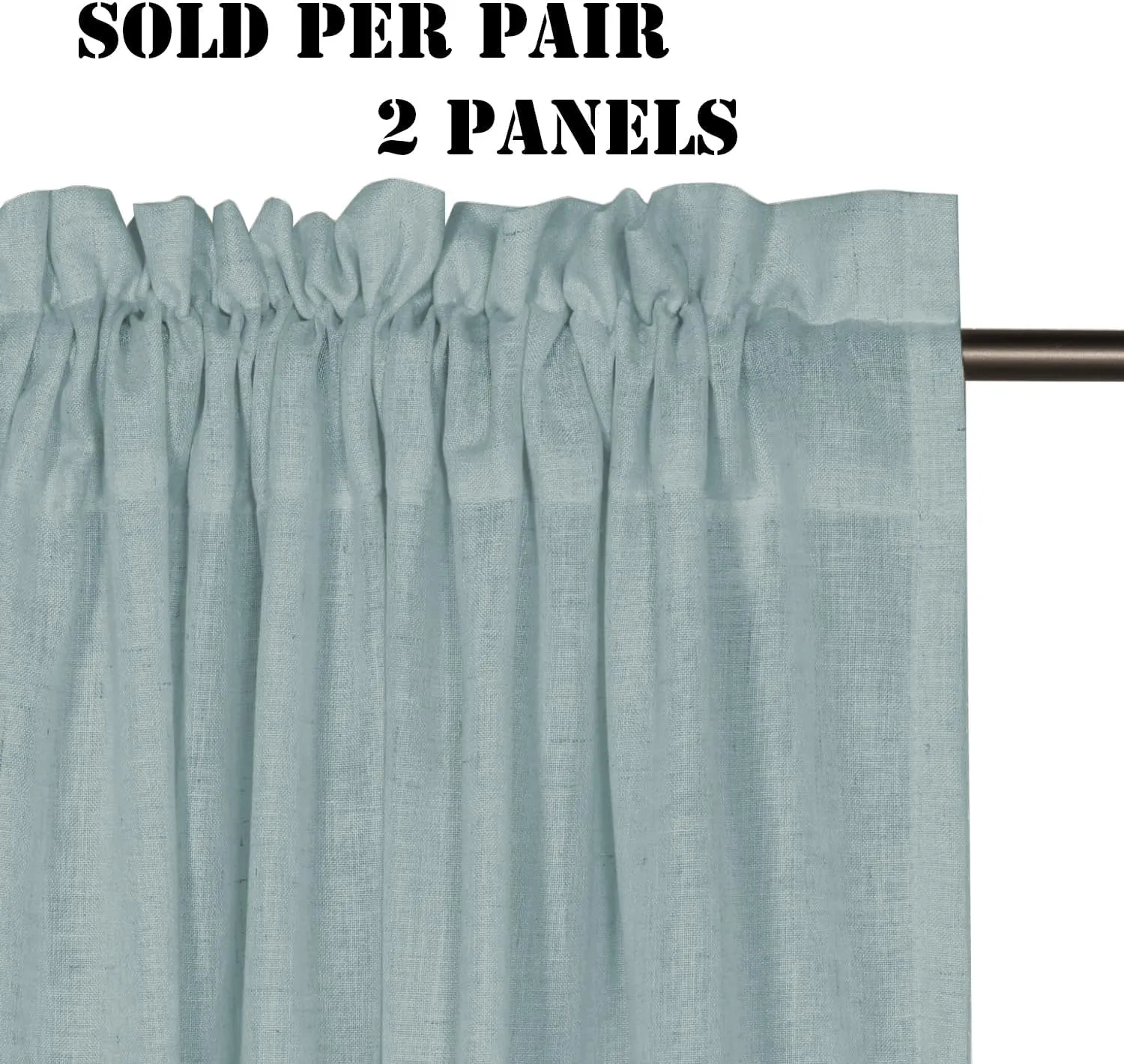H.VERSAILTEX Linen Curtains Elegant Natural Linen Semi Sheer Curtains Energy Light Filtering Rod Pocket Window Treatments Panels for Living Room (Set of 2, Cloud Blue, 52 inch W X 84 inch L)