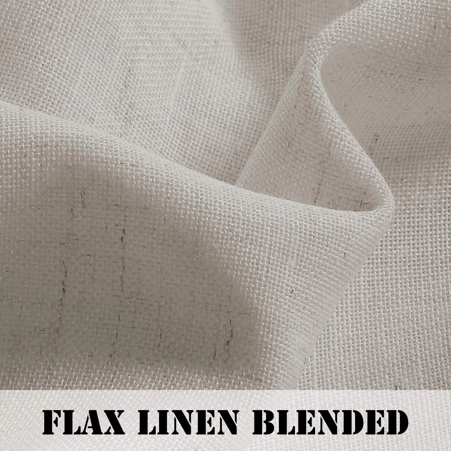 H.VERSAILTEX Living Room Curtains 84 inches Long Linen Curtains, Tab Top Curtains Privacy Added Energy Saving Light Filtering Window Treatments Draperies for Bedroom, 2 Panels, Angora