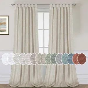 H.VERSAILTEX Living Room Curtains 84 inches Long Linen Curtains, Tab Top Curtains Privacy Added Energy Saving Light Filtering Window Treatments Draperies for Bedroom, 2 Panels, Angora