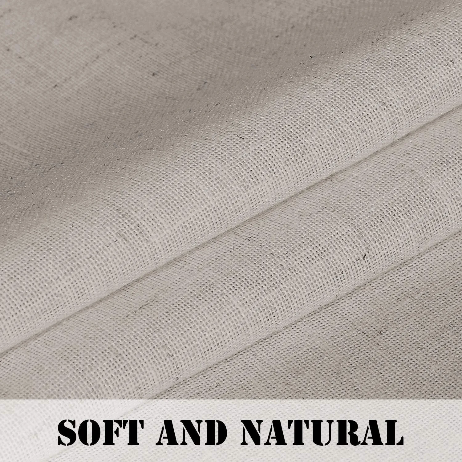 H.VERSAILTEX Living Room Curtains 84 inches Long Linen Curtains, Tab Top Curtains Privacy Added Energy Saving Light Filtering Window Treatments Draperies for Bedroom, 2 Panels, Angora