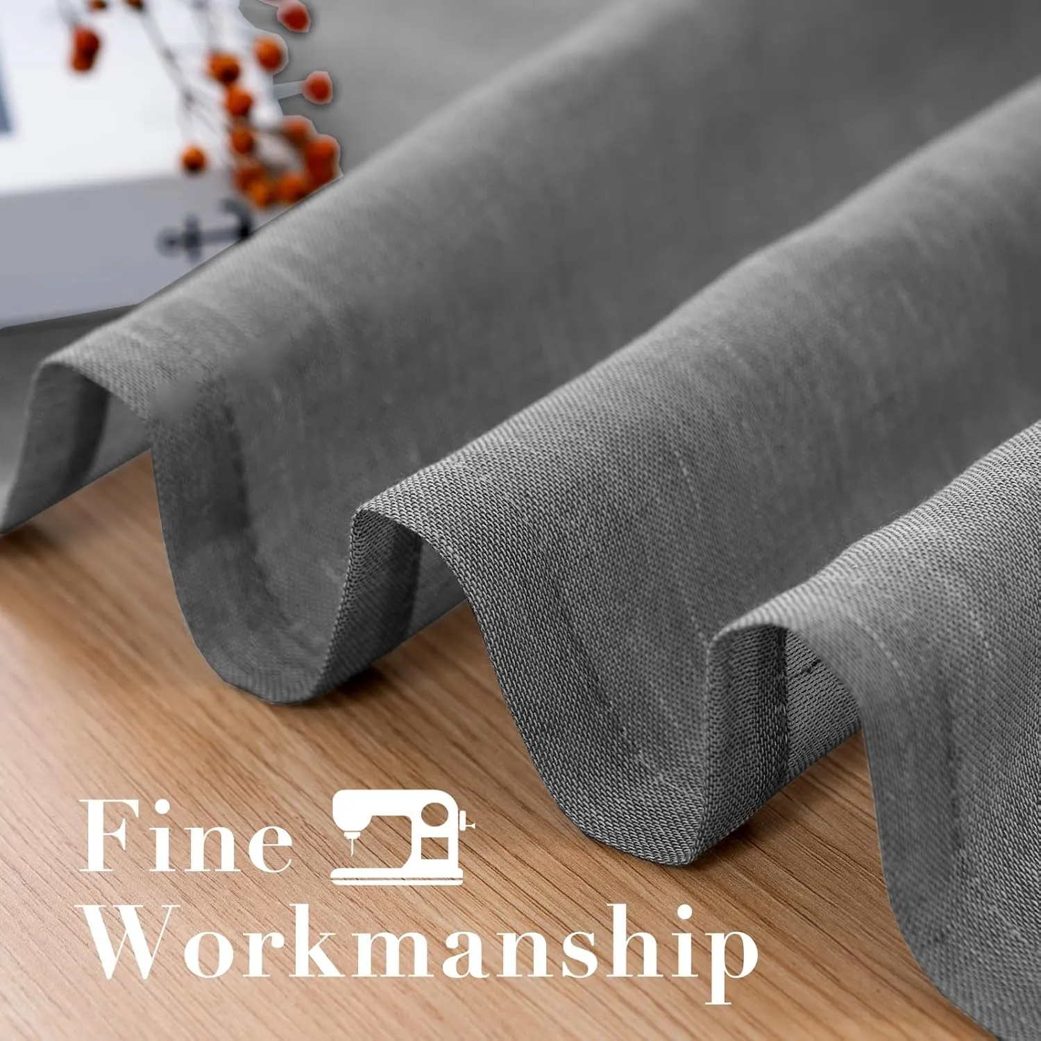 H.VERSAILTEX Natural Linen Blended Window Curtain Panels - Light Filtering Linen Semi Sheer Curtains Grey Nickel Grommet for Bedroom/Living Room (Set of 2, 52" W x 96" L - Charcoal Grey)