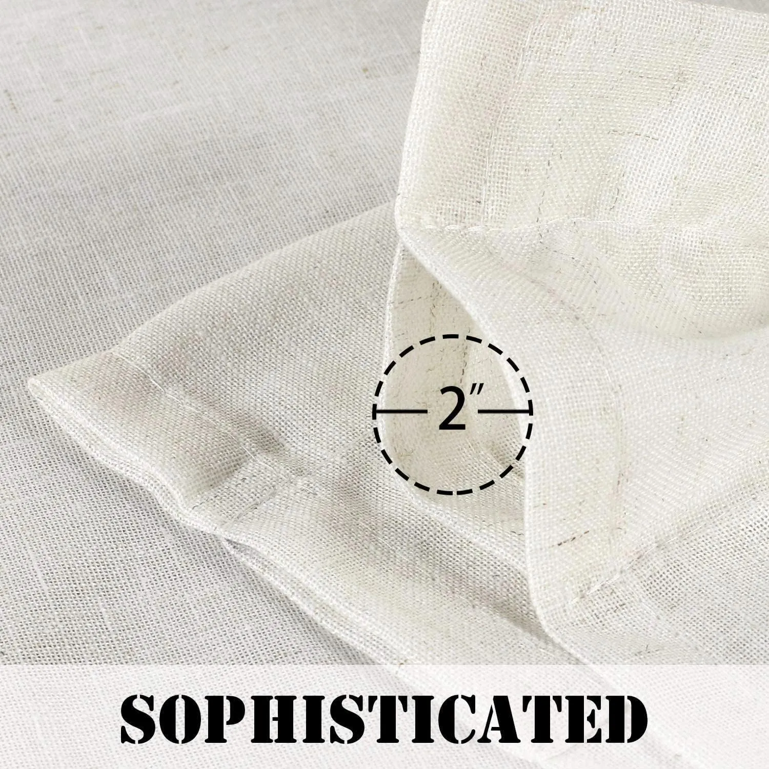 H.VERSAILTEX Natural Linen Rod Pocket Curtains 84 Inch Length for Living Room 2 Panel Pocket Drape Semi Sheer Neutral Country Rustic Farmhouse Boho Curtain Bedroom Light Filtering, Heathered Natural