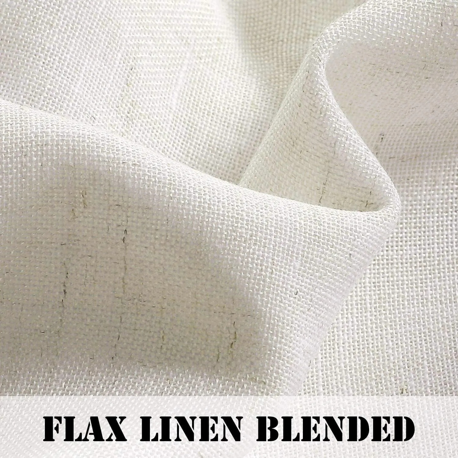 H.VERSAILTEX Natural Linen Tab Top Curtains 84 Inch Length for Living Room 2 Panel Drape Semi Sheer Neutral Country Rustic Farmhouse Boho Curtain Bedroom Muslin Look Light Filtering, Heathered Natural