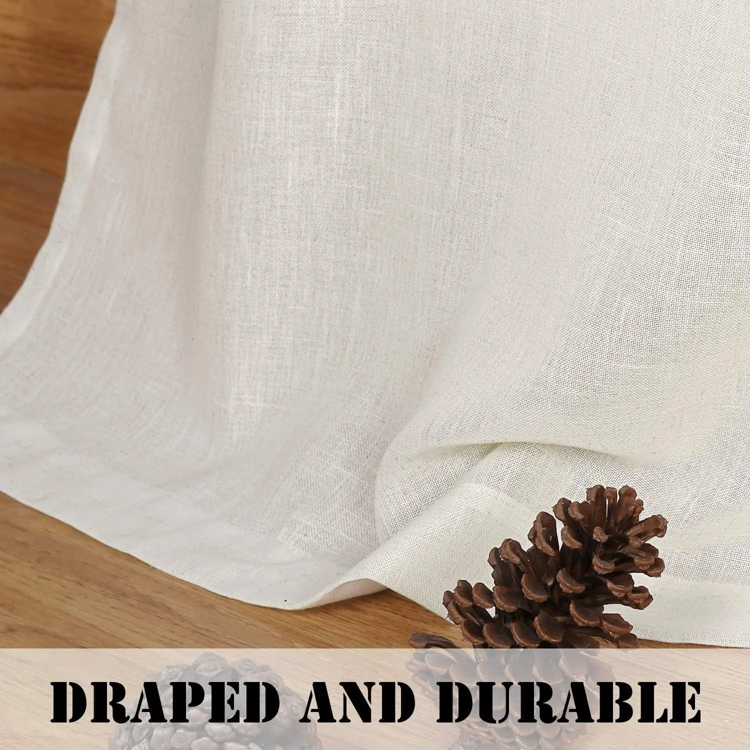H.VERSAILTEX Natural Linen Tab Top Curtains 84 Inch Length for Living Room 2 Panel Drape Semi Sheer Neutral Country Rustic Farmhouse Boho Curtain Bedroom Muslin Look Light Filtering, Heathered Natural