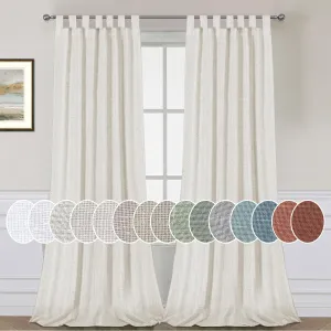 H.VERSAILTEX Natural Linen Tab Top Curtains 84 Inch Length for Living Room 2 Panel Drape Semi Sheer Neutral Country Rustic Farmhouse Boho Curtain Bedroom Muslin Look Light Filtering, Heathered Natural