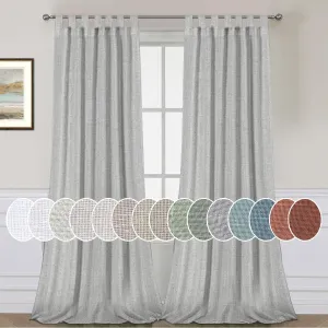 H.VERSAILTEX Tab Top Semi Sheer Curtains 84 inches Long, Natural Linen Blended Airy Curtains for Living Room, Soft Rich Material Light Filtering Bedroom Drape Panels, Set of 2, Dove