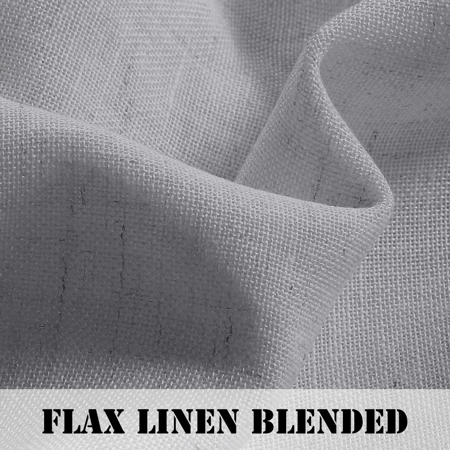 H.VERSAILTEX Tab Top Semi Sheer Curtains 84 inches Long, Natural Linen Blended Airy Curtains for Living Room, Soft Rich Material Light Filtering Bedroom Drape Panels, Set of 2, Dove
