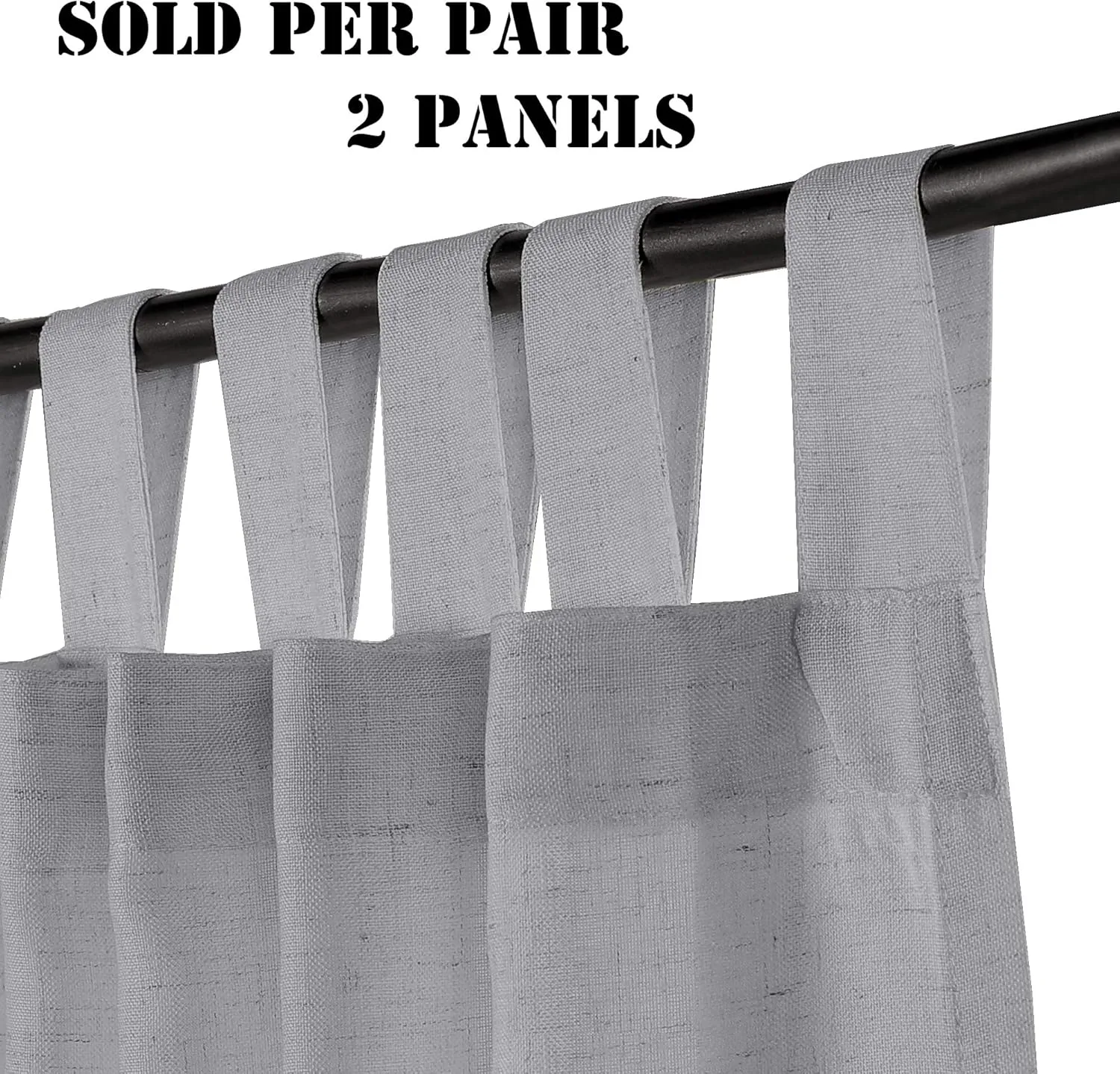 H.VERSAILTEX Tab Top Semi Sheer Curtains 84 inches Long, Natural Linen Blended Airy Curtains for Living Room, Soft Rich Material Light Filtering Bedroom Drape Panels, Set of 2, Dove