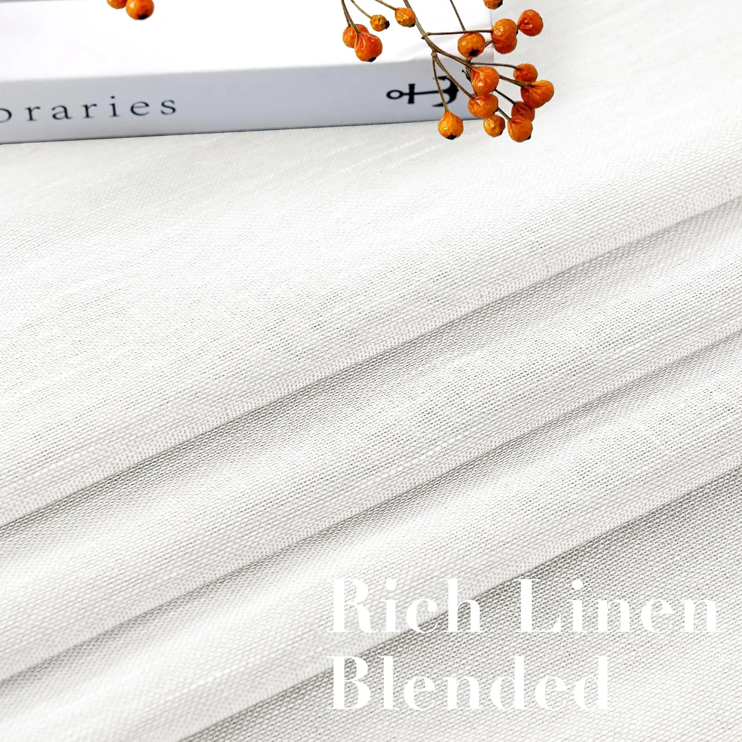 H.VERSAILTEX White Sheer Linen Curtains for Living Room 84 inches Long Bedroom Curtains 2 Panel Sets Grommet Semi Sheer Elegant Soft Light Filter Window Treatments Curtain, White