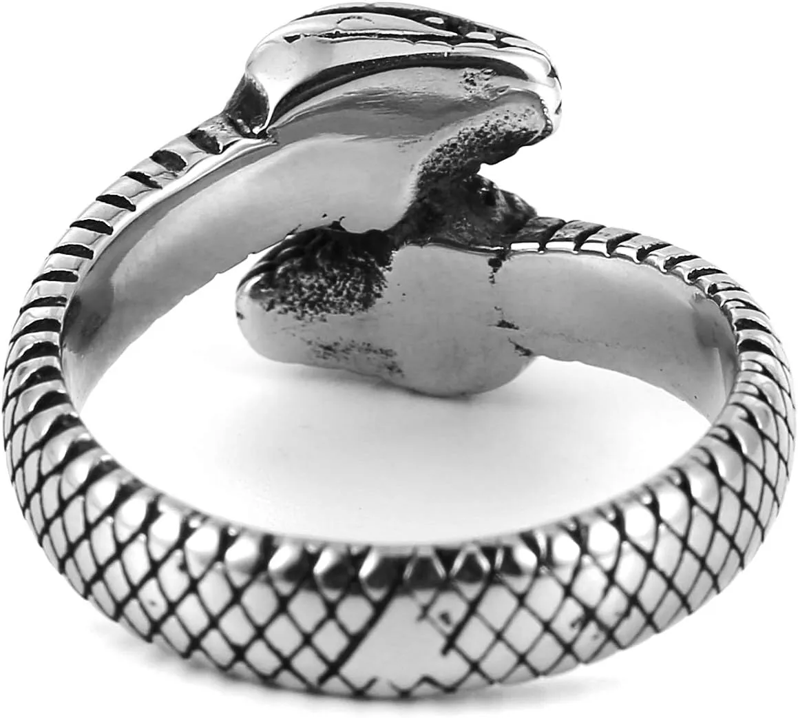 HZMAN Snake Ring Men Women Gothic Jewelry Retro Animal Fashion Personality Stainless Steel Ring